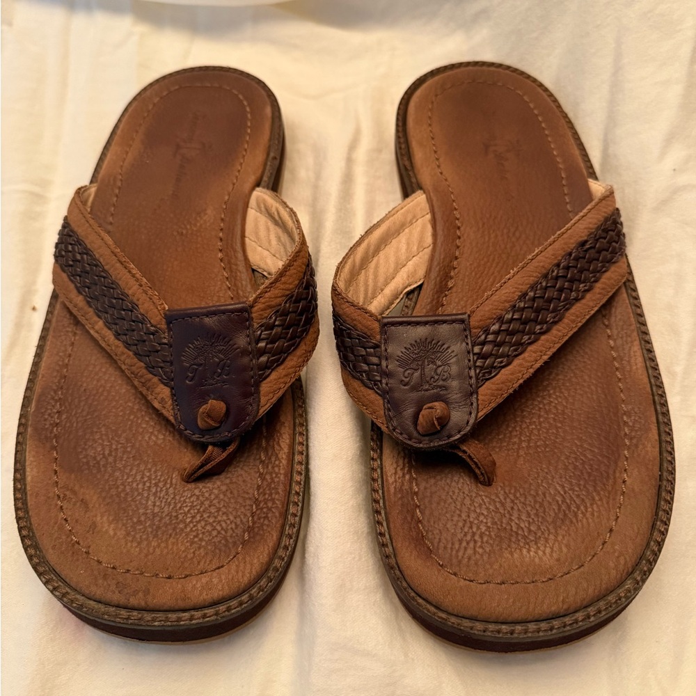 Tommy Bahama Brown Leather Sandals Classic Design
